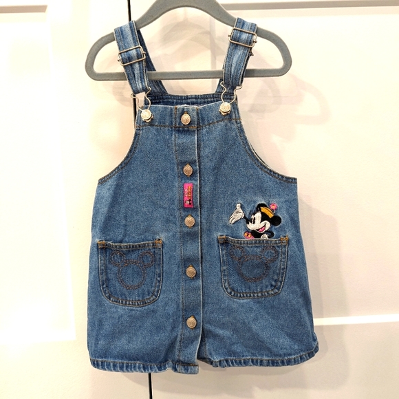 Disney Other - VINTAGE Disney Mickey mouse blue denim pinafore dress skirtall
